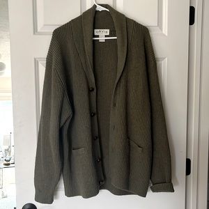 Oversized Grampa Marled Olive Green Sweater Cartigan